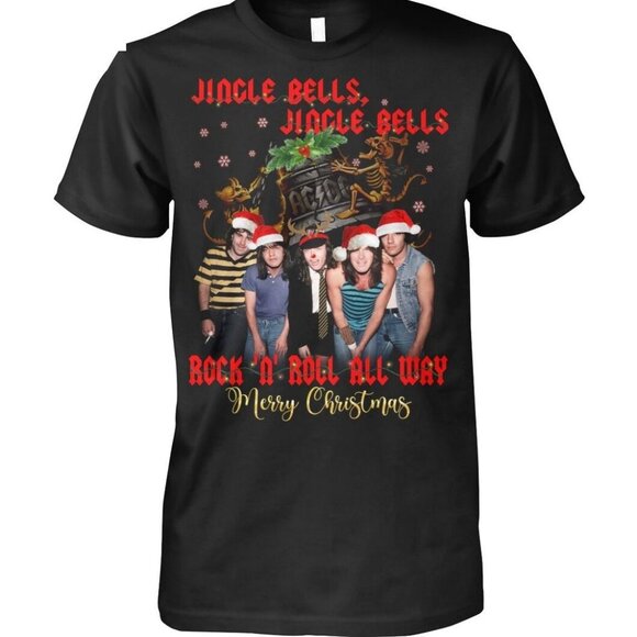 Mary Beth S Tops - Jingle Bells Rock N Roll T-Shirt Funny Merry Christmas Holiday Graphic Tee103